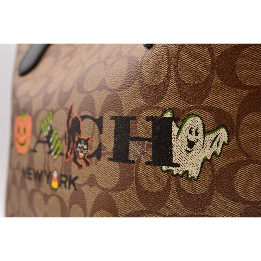 Coach Signature Halloween City Tote In Signature Canvas Pumpkin Ghost RARE - Picture 4 of 11
